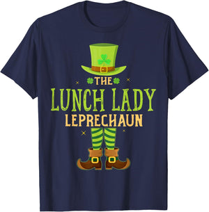 The Lunch Lady Leprechaun Funny Matching St Patricks Day T-Shirt - T-Shirt | Navy