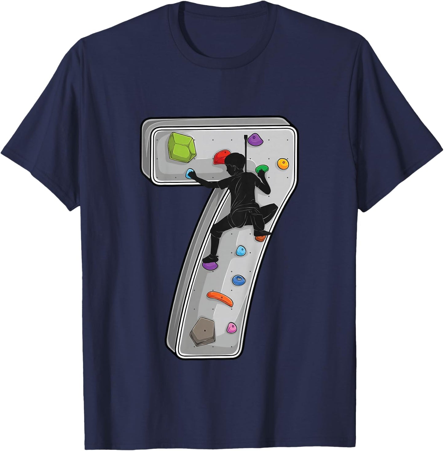 Kids 7 year old rock climbing 7th birthday Adventures Climber T-Shirt - T-Shirt | Navy