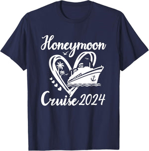 Honeymoon Cruise for Couples 2024 Cruising Newlyweds Wedding T-Shirt - T-Shirt | Navy