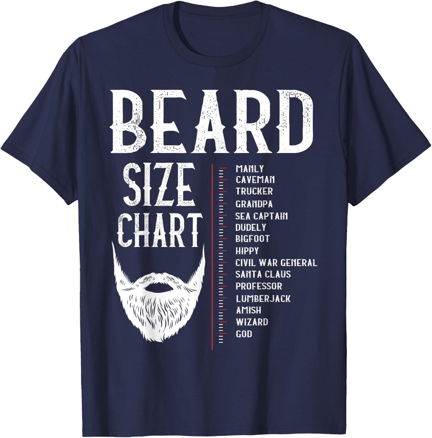 Beard Measurement Chart Shirt, Beard Length Growth Chart T-Shirt - T-Shirt | Navy