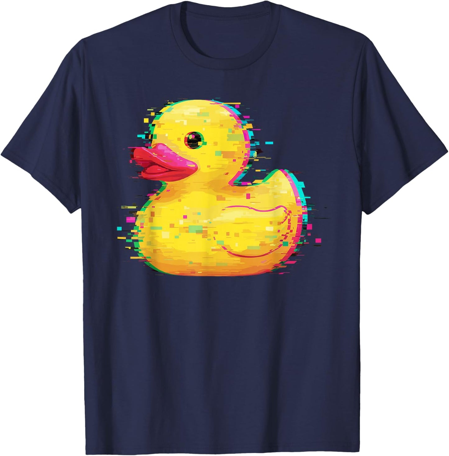 Programmer Glitch Rubber Duck Debugging Coding T-Shirt - T-Shirt | Navy