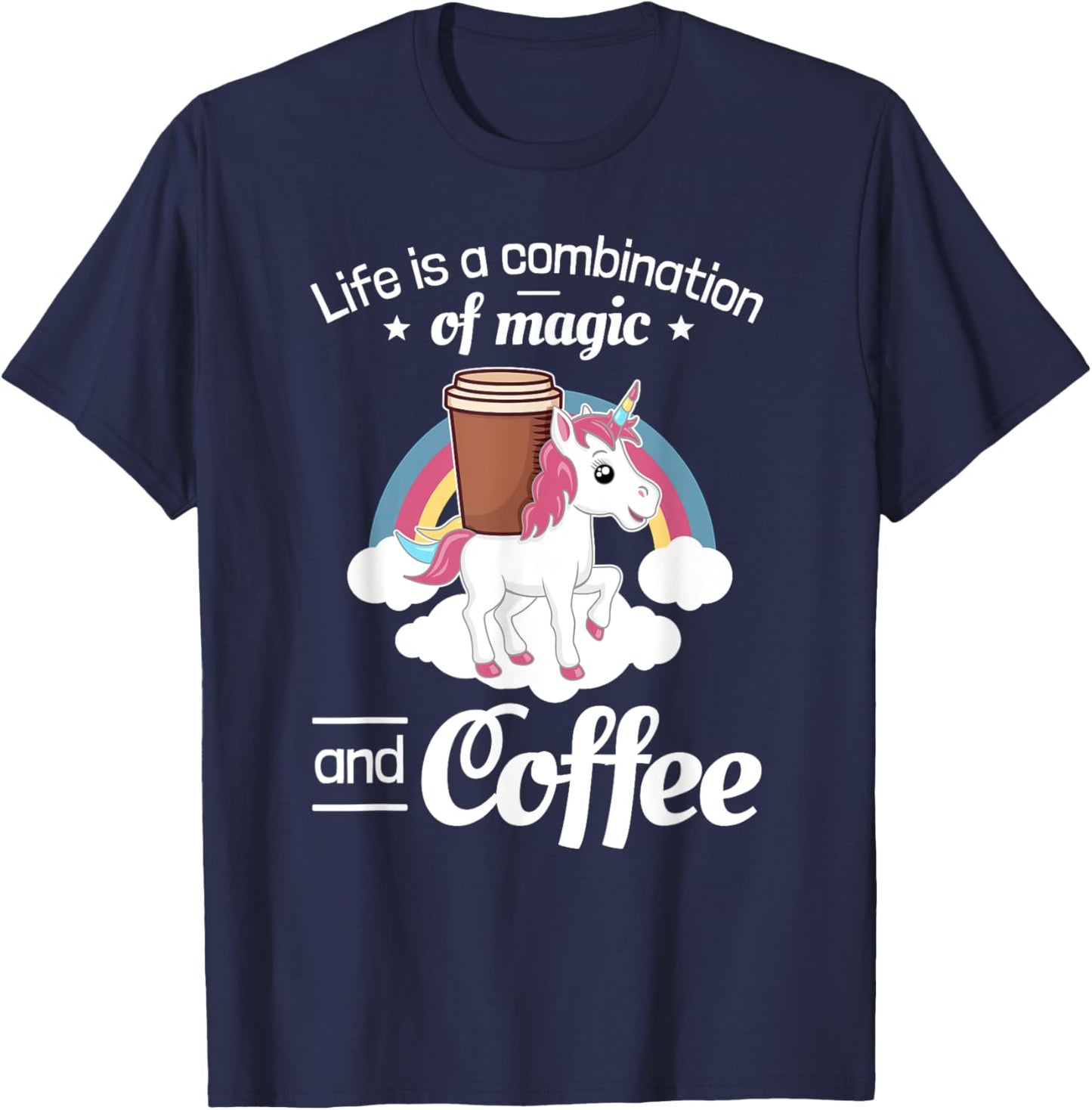 Coffee Unicorn Magic T-Shirt - T-Shirt | Navy