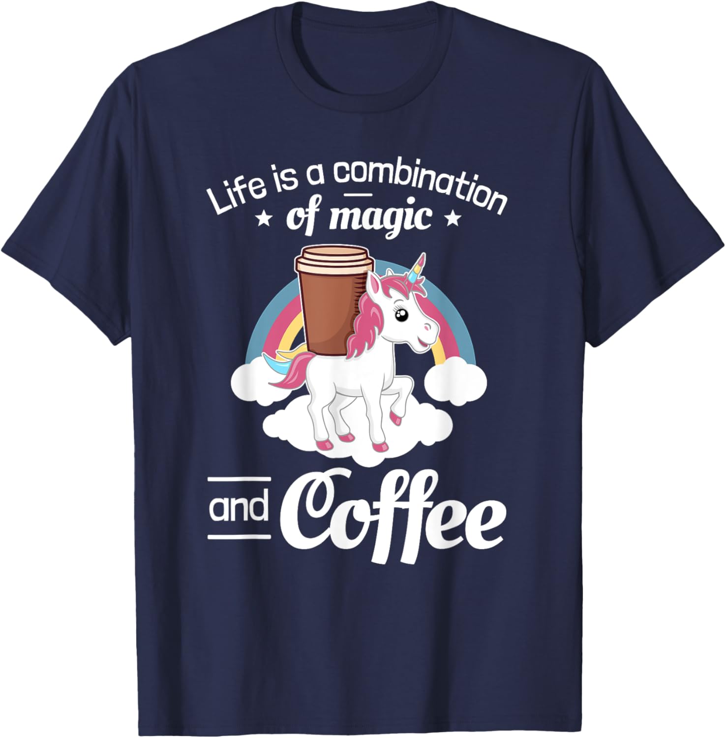Coffee Unicorn Magic T-Shirt - T-Shirt | Navy