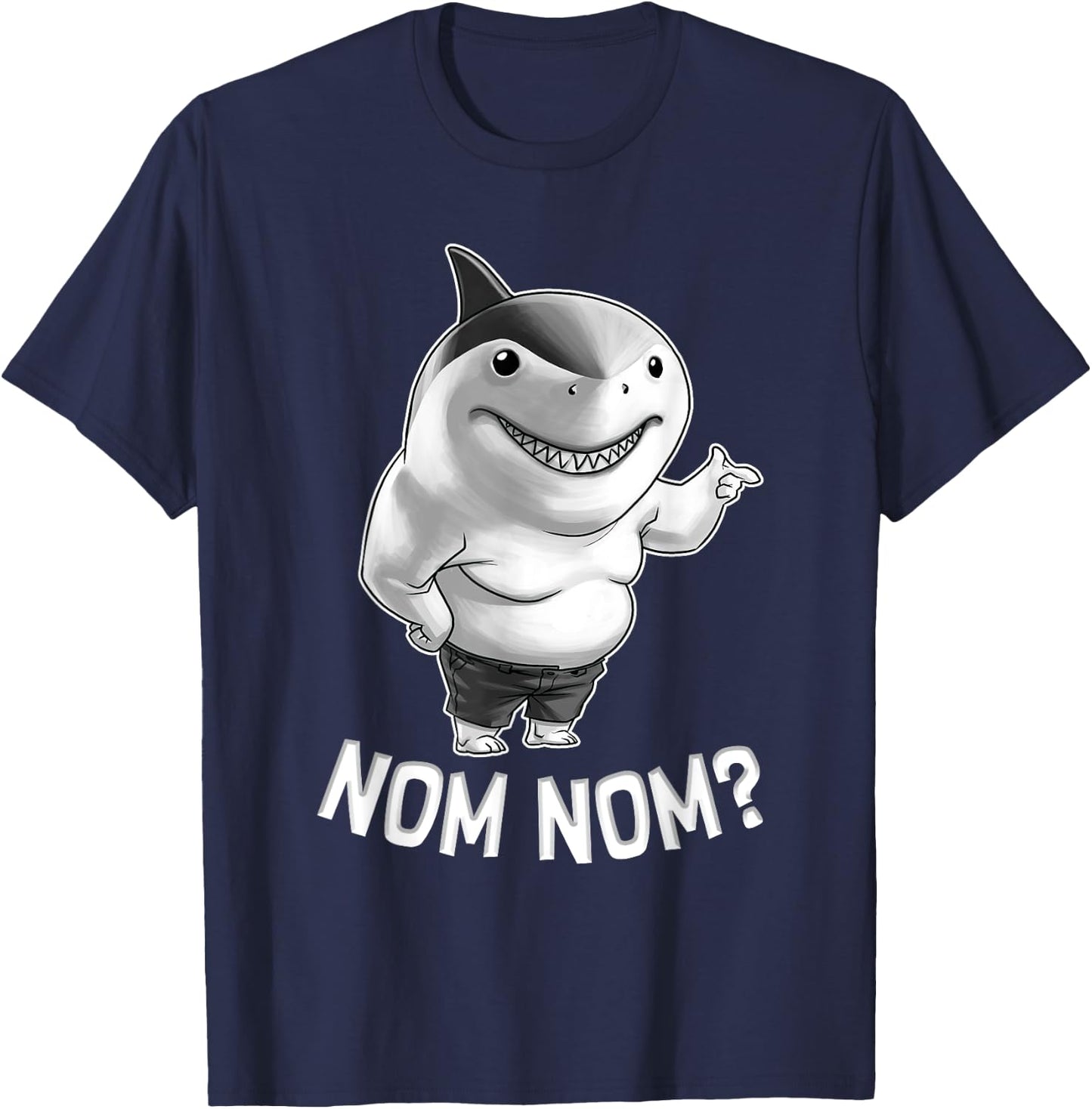 Big Shark In The Squad Nom Nom Funny Movie Character T-Shirt - T-Shirt | Navy