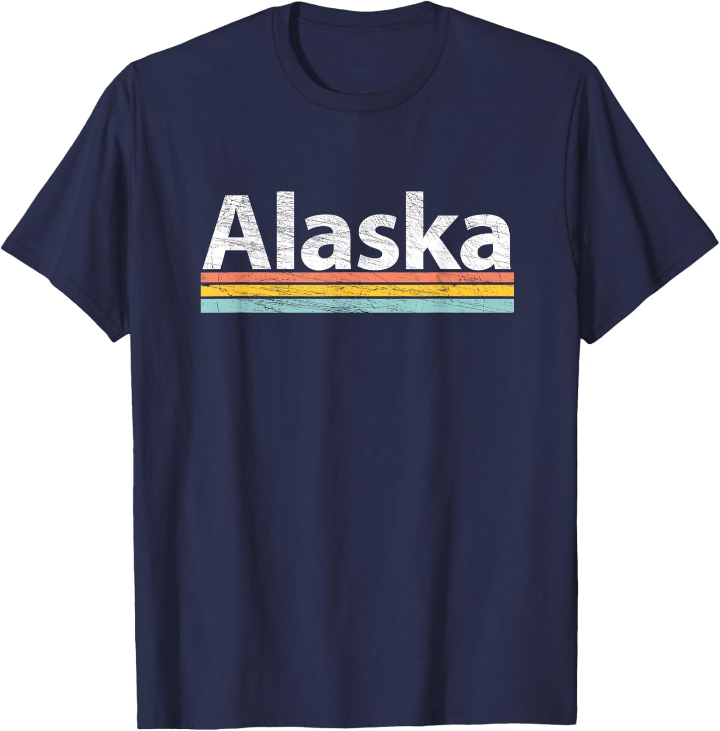ALASKA - Vintage / Worn Design Retro Stripes - Classic T-Shirt - T-Shirt | Navy