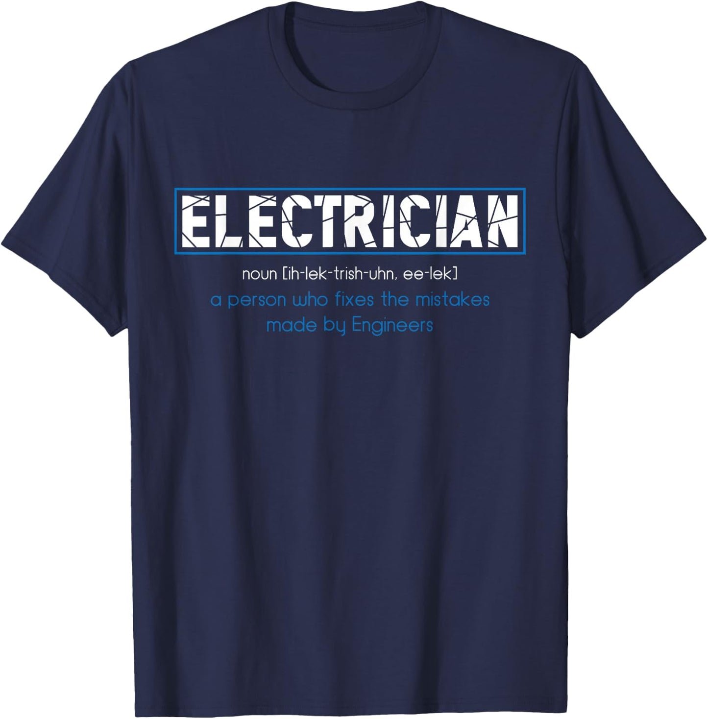Funny Electrician Apparel & Gifts Electrician Definition - Men's Black Small Classic Fit Short Sleeve T-Shirt - T-Shirt | Navy
