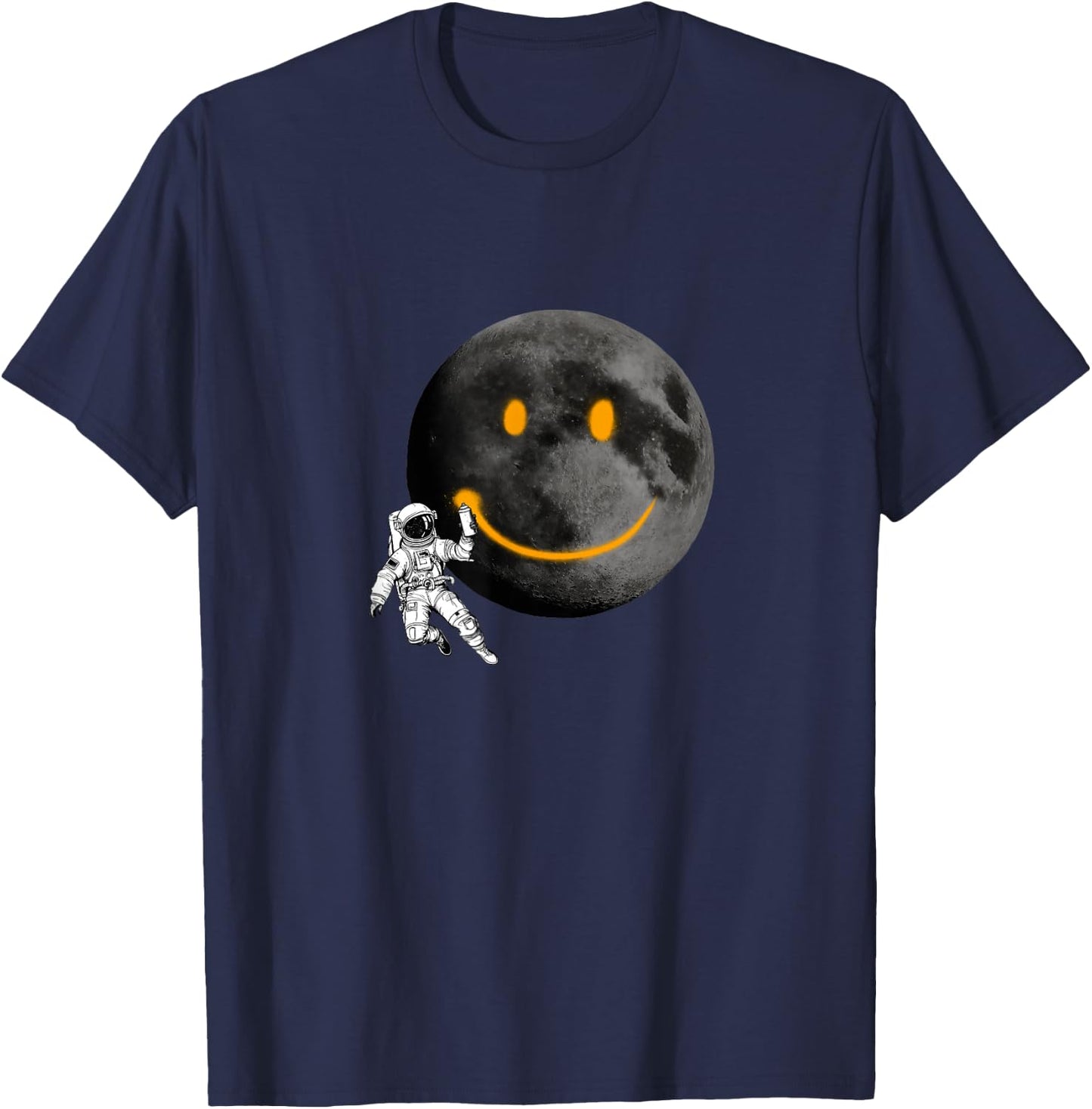 Astronaut Painting a face on The Moon T-Shirt - T-Shirt | Navy