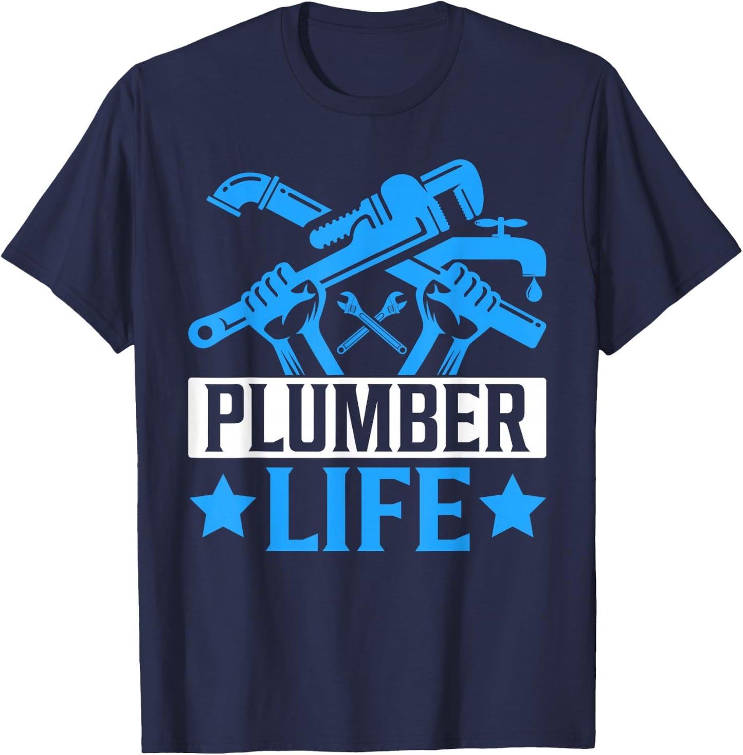 Plumbing I Steamfitter I Pipefitter Plumber Life I Plumber - Men's Classic Fit Black Short Sleeve Cotton Blend - Small T-Shirt - T-Shirt | Navy
