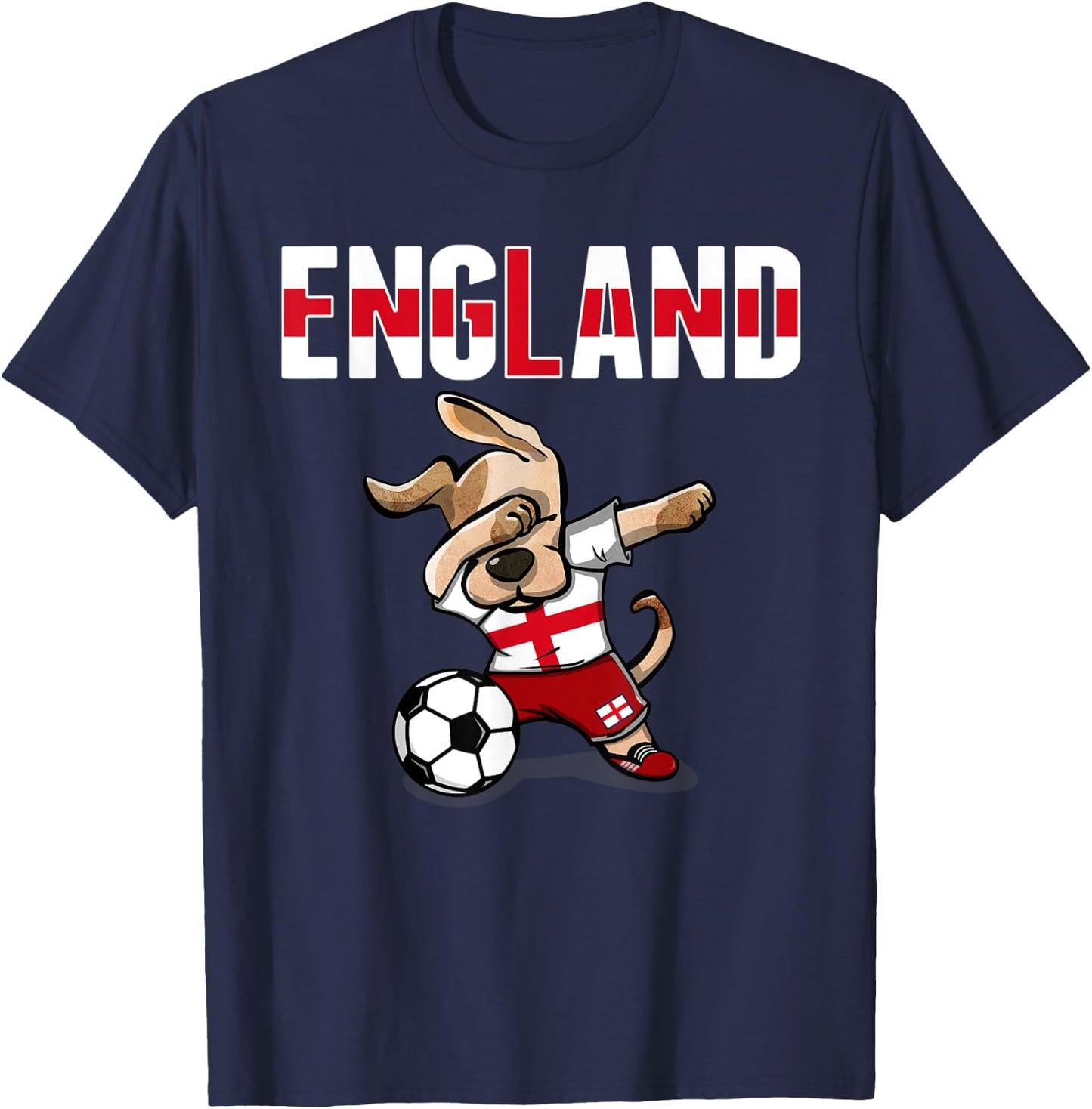 Dabbing Dog England Soccer Fans Jersey English Flag Football Women Kids T-Shirt - T-Shirt | Navy