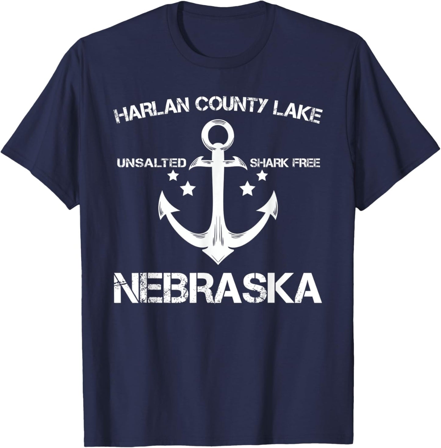 HARLAN COUNTY LAKE NEBRASKA Funny Fishing Camping Gift T-Shirt - T-Shirt | Navy