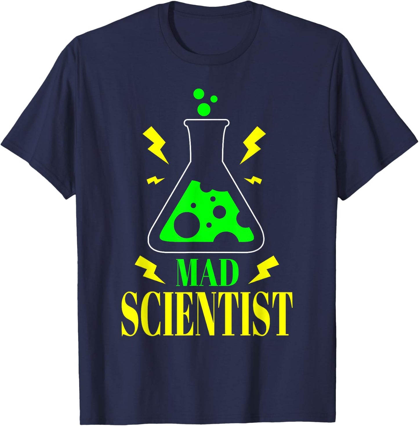 Funny Mad Scientist Men Women Kids Halloween Science Teacher T-Shirt - T-Shirt | Navy