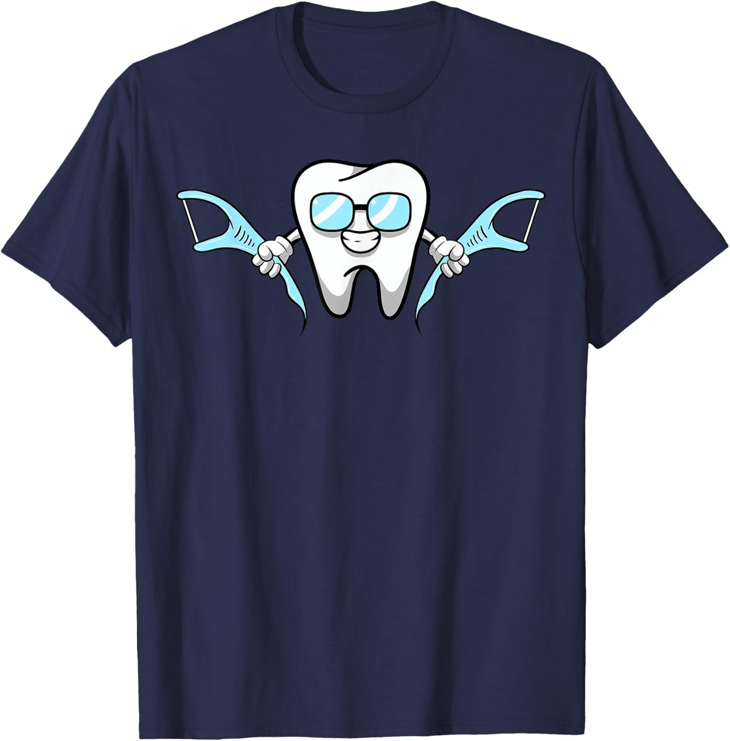 Lazy Costume for Dentist Smiling Cartoon Dental Floss T-Shirt - T-Shirt | Navy