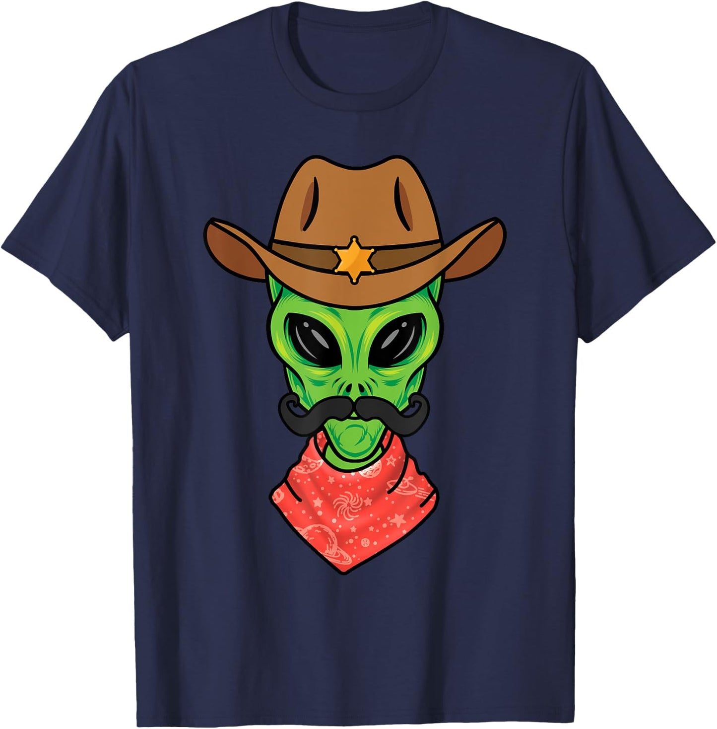 Alien Cowboy for Boys Halloween Sheriff Space Alien Cowboy T-Shirt - T-Shirt | Navy