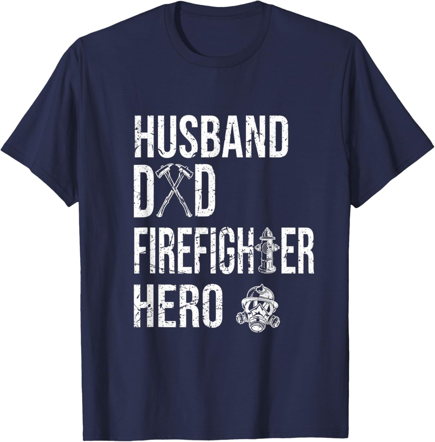 Volunteer Firefighter Fireman Dad Father T-Shirt - T-Shirt | Navy
