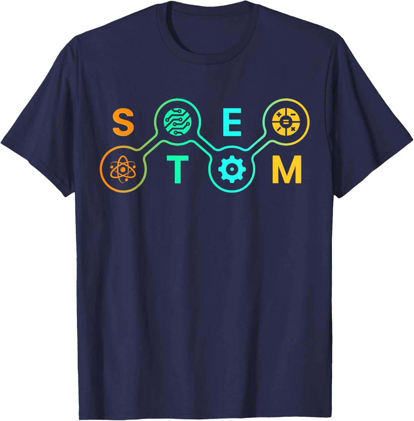 STEM Teacher Science Technology Engineering Math , Black T-Shirt - T-Shirt | Navy