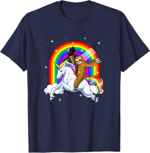 Sloth Riding Unicorn Women Kids Slothicorn Gifts T-Shirt - T-Shirt | Navy