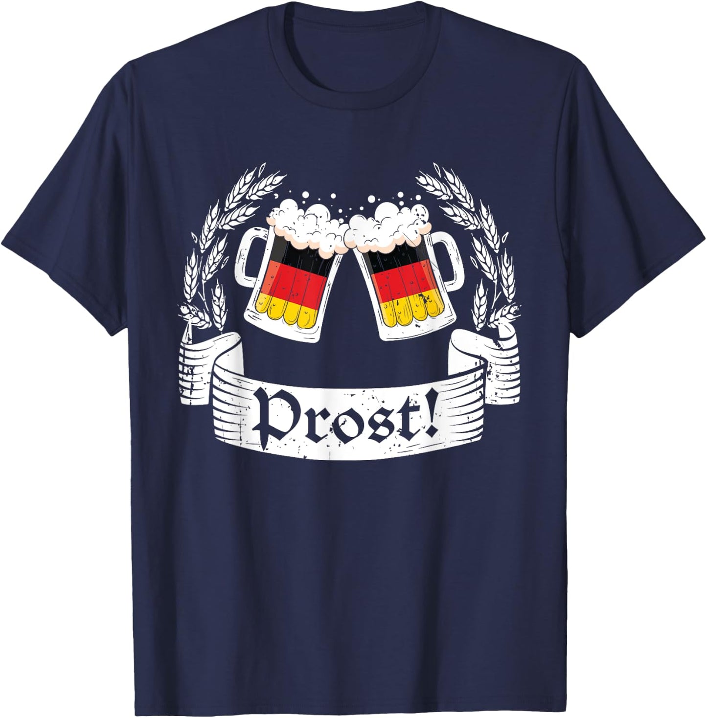Oktoberfest Shirt Men Women Vintage German Flag Cheers Prost T-Shirt - T-Shirt | Navy