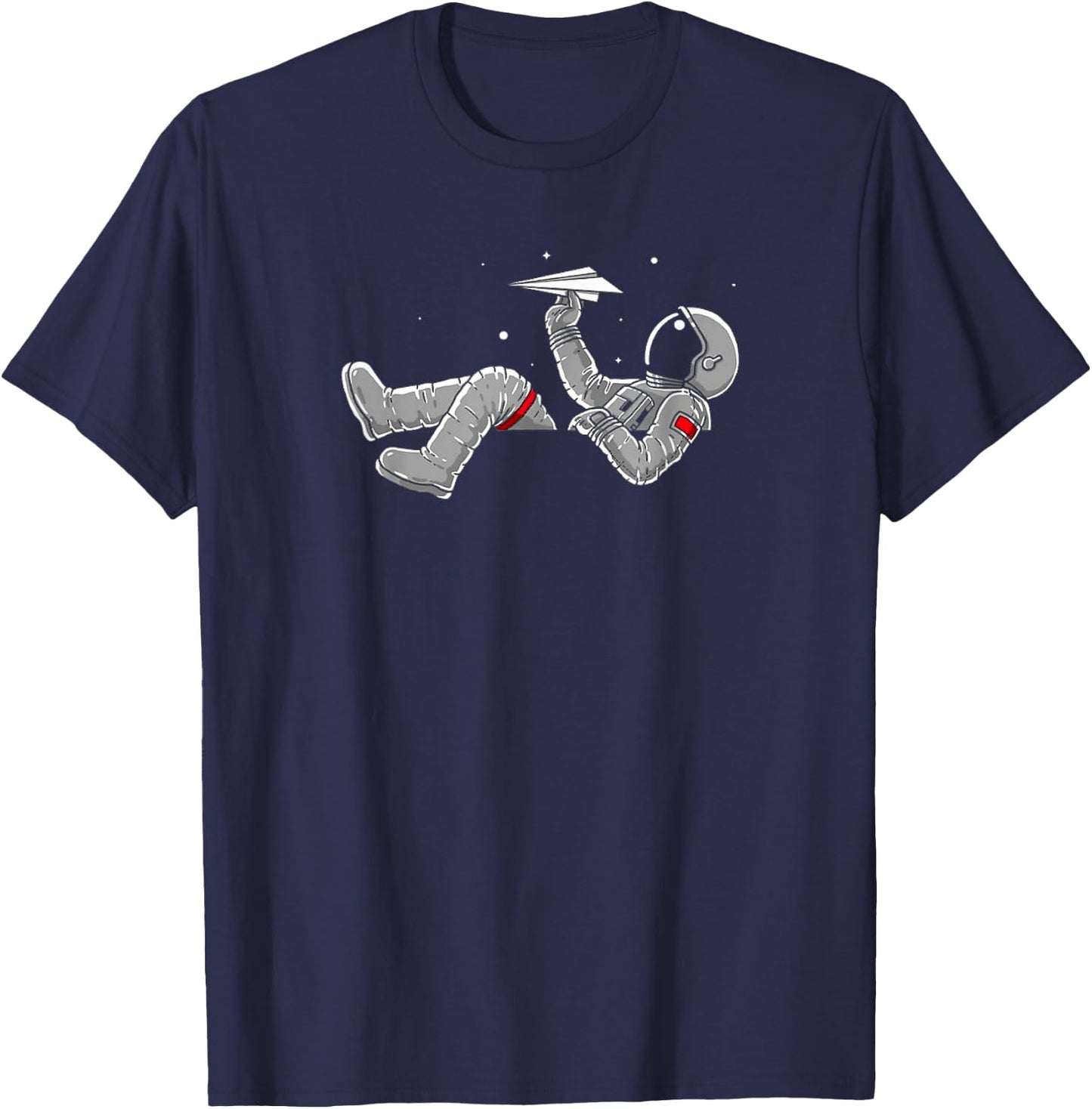 Relaxing Astronaut Throwing Paper Airplanes T-Shirt - T-Shirt | Navy