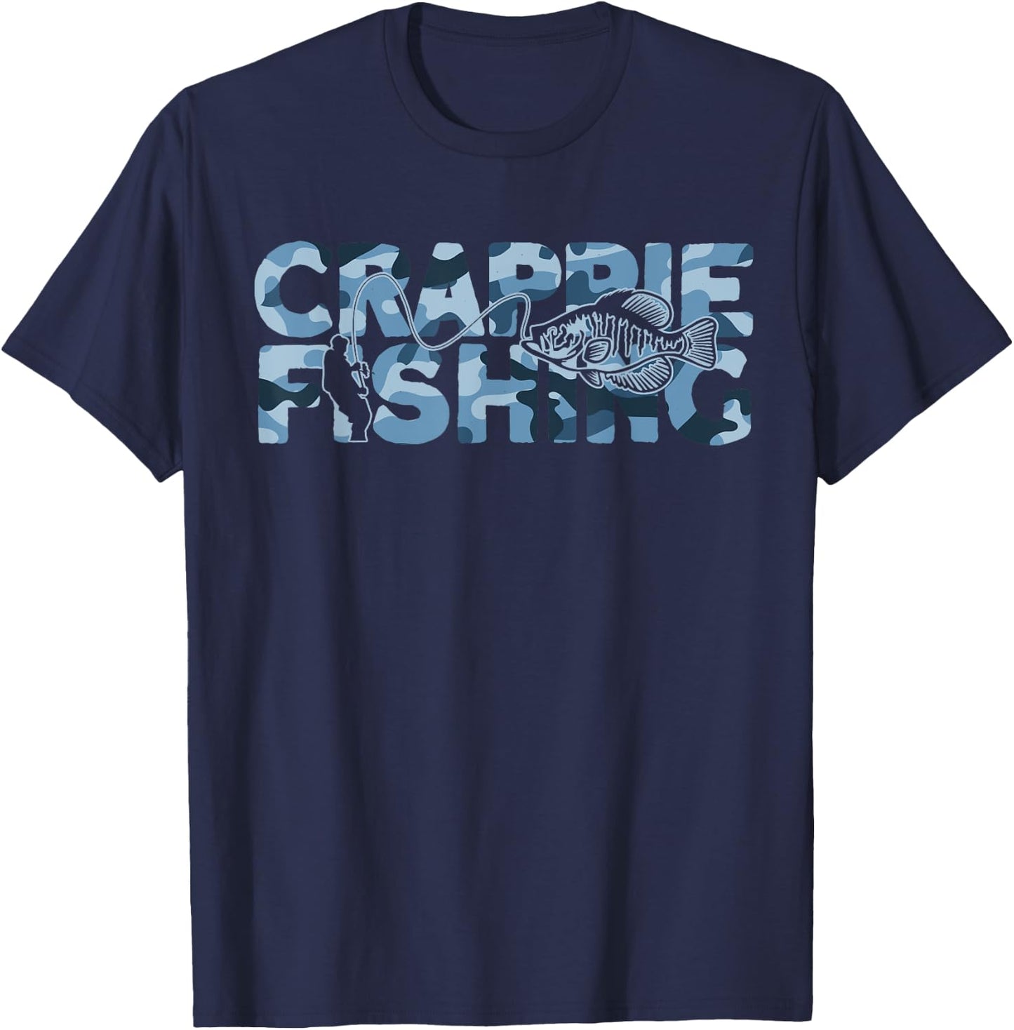 Crappie Fisherman Blue Camouflage Crappie Fishing T-Shirt - T-Shirt | Navy
