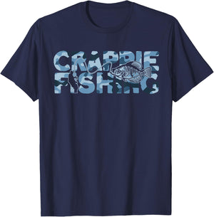Crappie Fisherman Blue Camouflage Crappie Fishing T-Shirt - T-Shirt | Navy