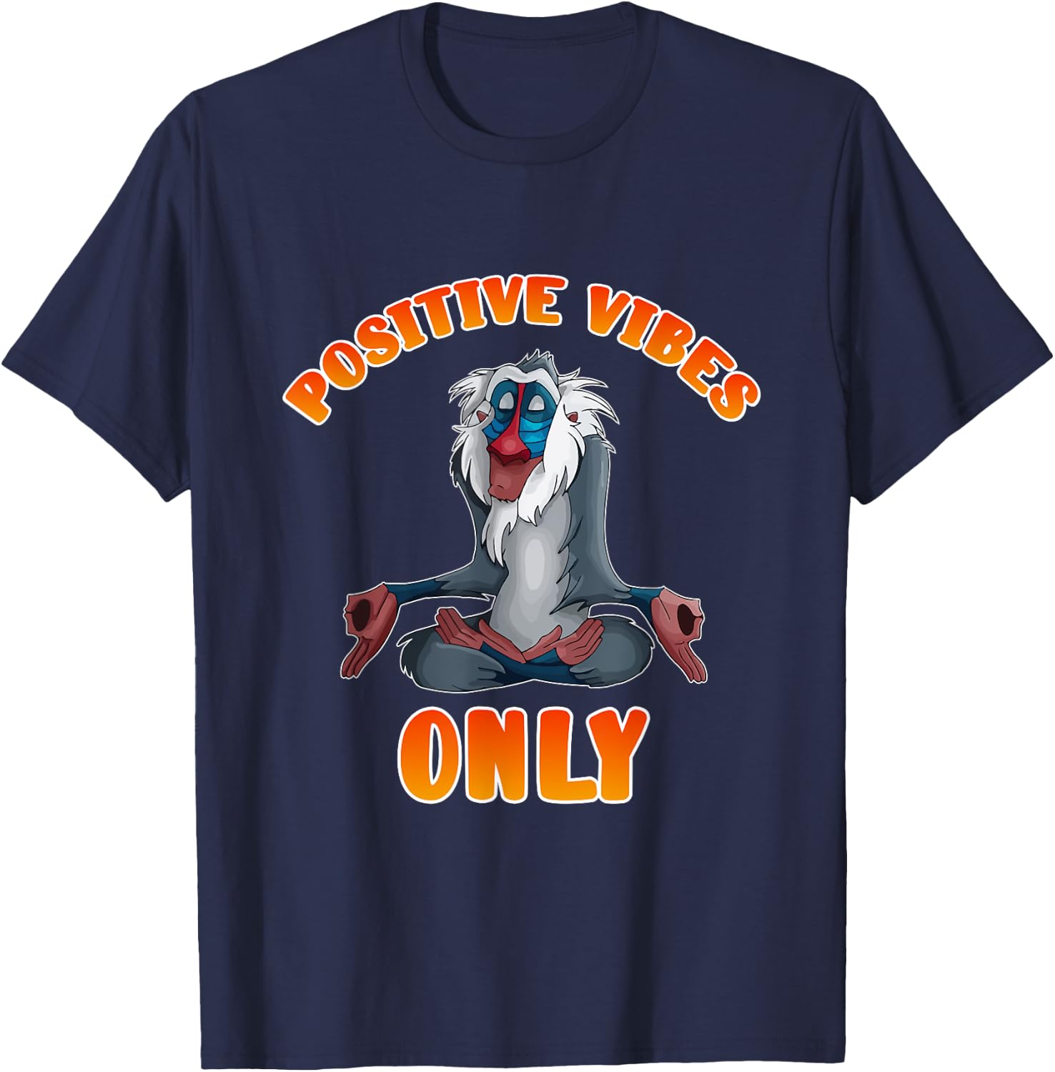 Positive Vibes Monkey Namaste Meditation Zen T-Shirt - T-Shirt | Navy