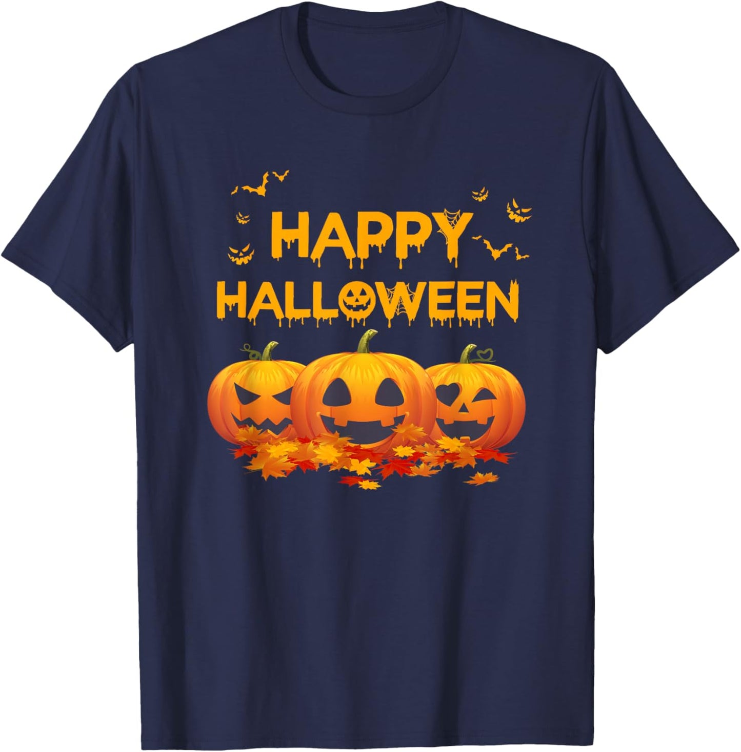 Happy Halloween Costumes Funny Gifts Pumpkins Men Women Kids T-Shirt - T-Shirt | Navy