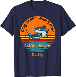 Flathead Catfish Hunter Catching Fish Lucky Fishing Daddy T-Shirt - T-Shirt | Navy
