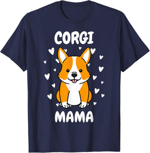 Corgi Mama Mom Mummy Mum Mommy Mother's Day Mother Dog Lover T-Shirt - T-Shirt | Navy