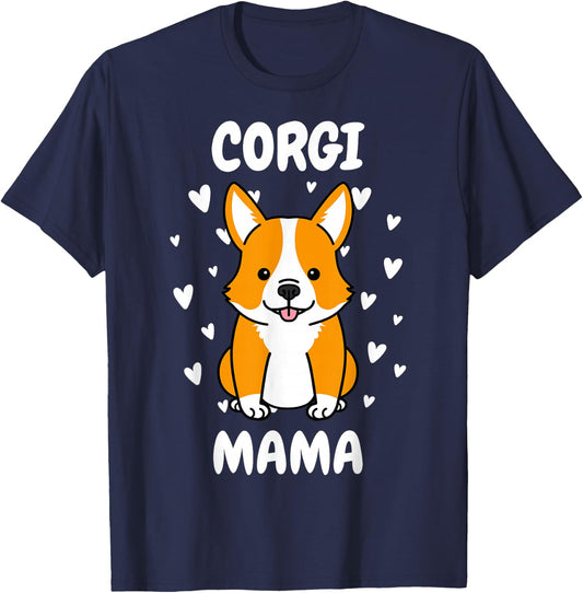 Corgi Mama Mom Mummy Mum Mommy Mother's Day Mother Dog Lover T-Shirt - T-Shirt | Navy