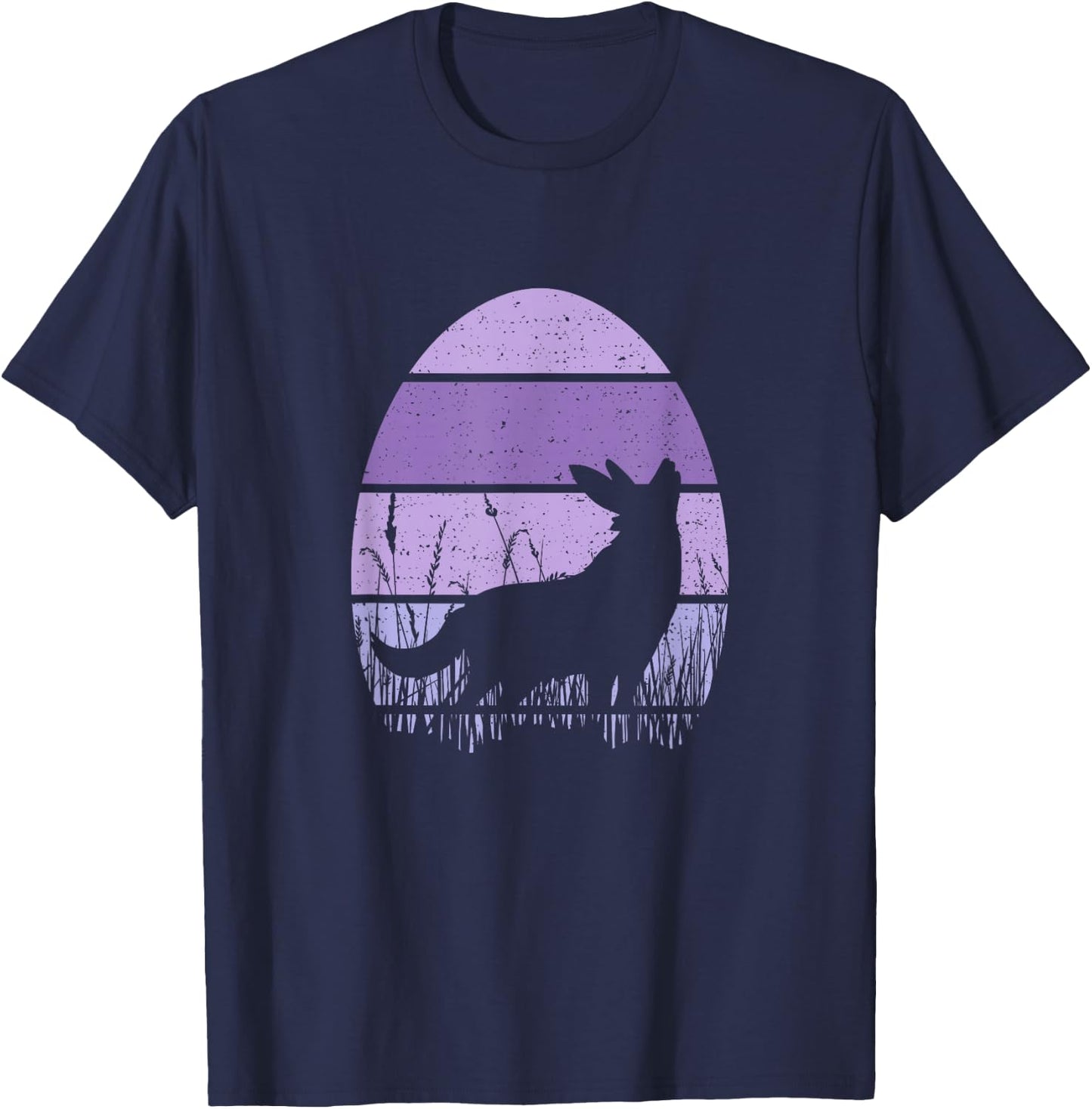 Easter Bunny Wolf Egg Purple Vintage Retro Love Wolves T-Shirt - T-Shirt | Navy