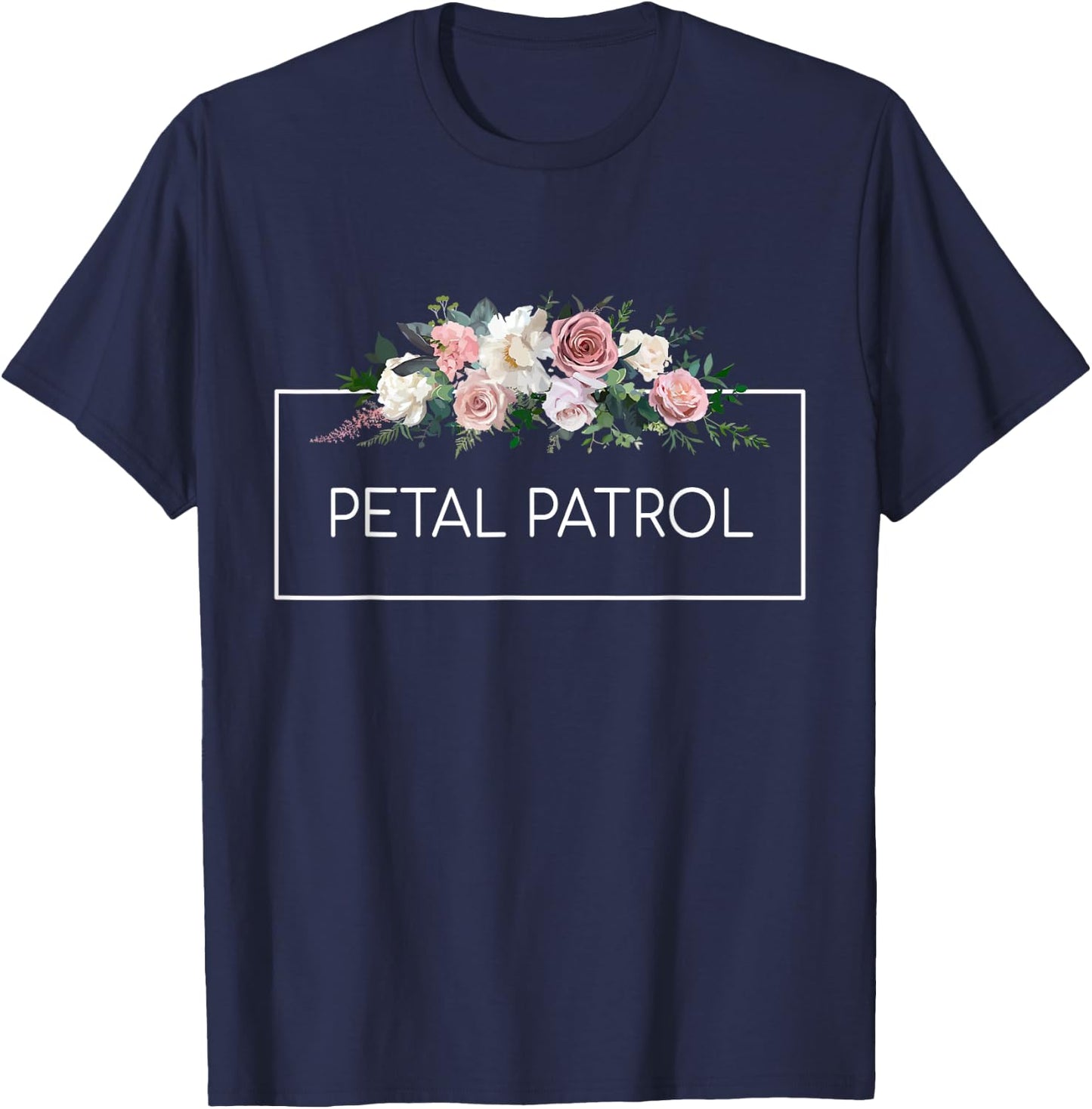 Petal Patrol Flower Girl Bachelorette Party Wedding Floral T-Shirt - T-Shirt | Navy