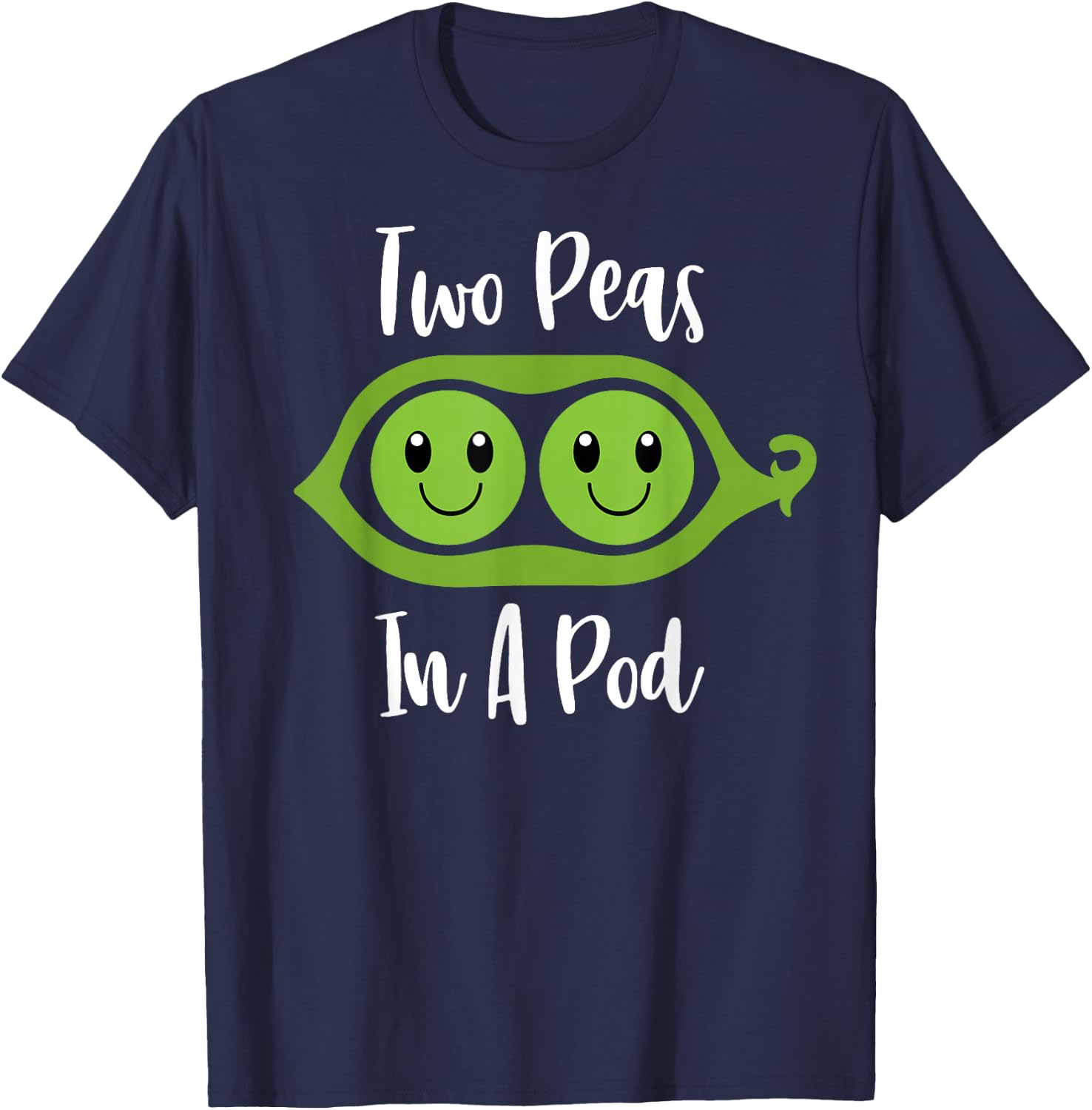 TWO PEAS IN A POD Cute Brother Sister Twins Couples Matching T-Shirt - T-Shirt | Navy