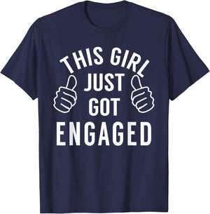 Funny Just Engaged Shirt for Engagement Gift T-Shirt - T-Shirt | Navy