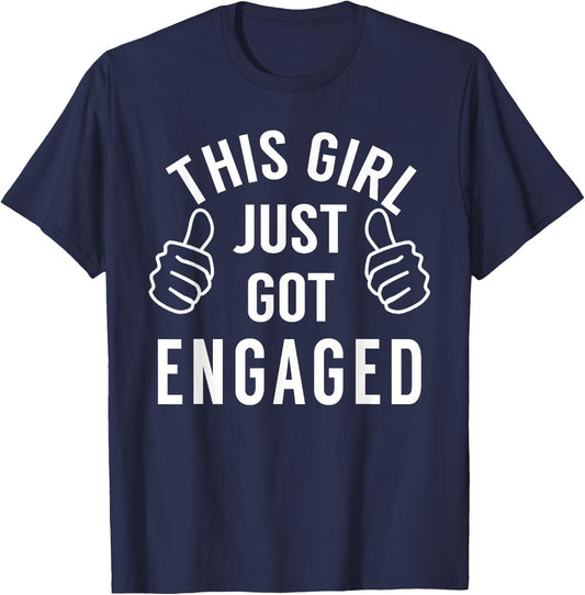 Funny Just Engaged Shirt for Engagement Gift T-Shirt - T-Shirt | Navy