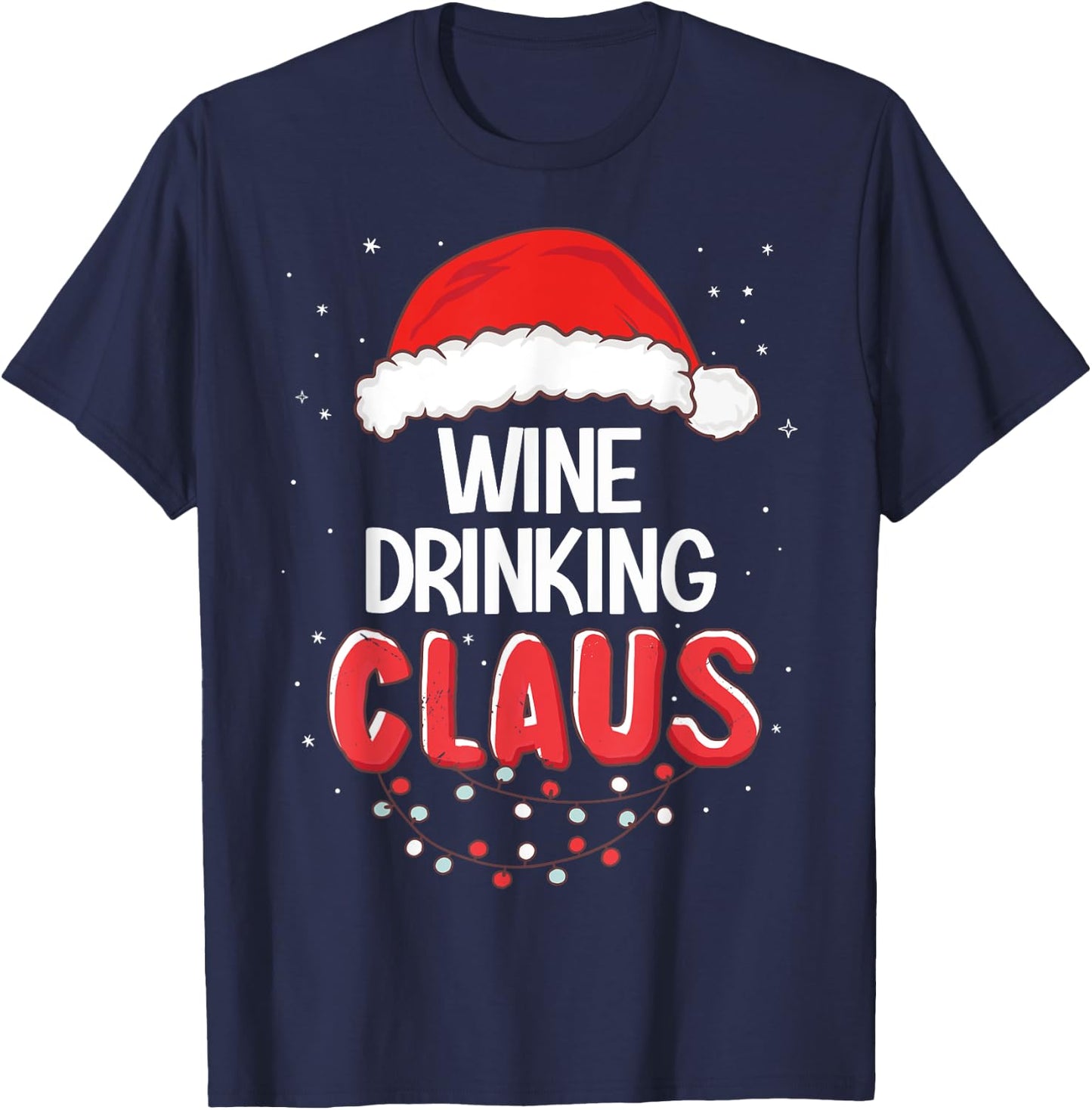 Wine Drinking Santa Claus Christmas Matching Costume T-Shirt - T-Shirt | Navy