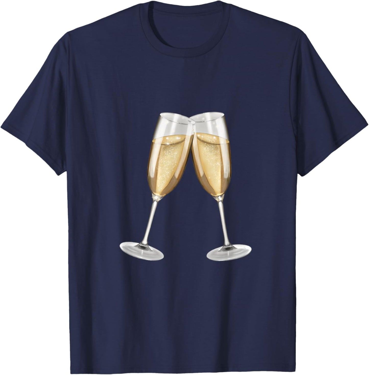 Sparkling Wine Glasses Toast (D010-0645B) T-Shirt - T-Shirt | Navy
