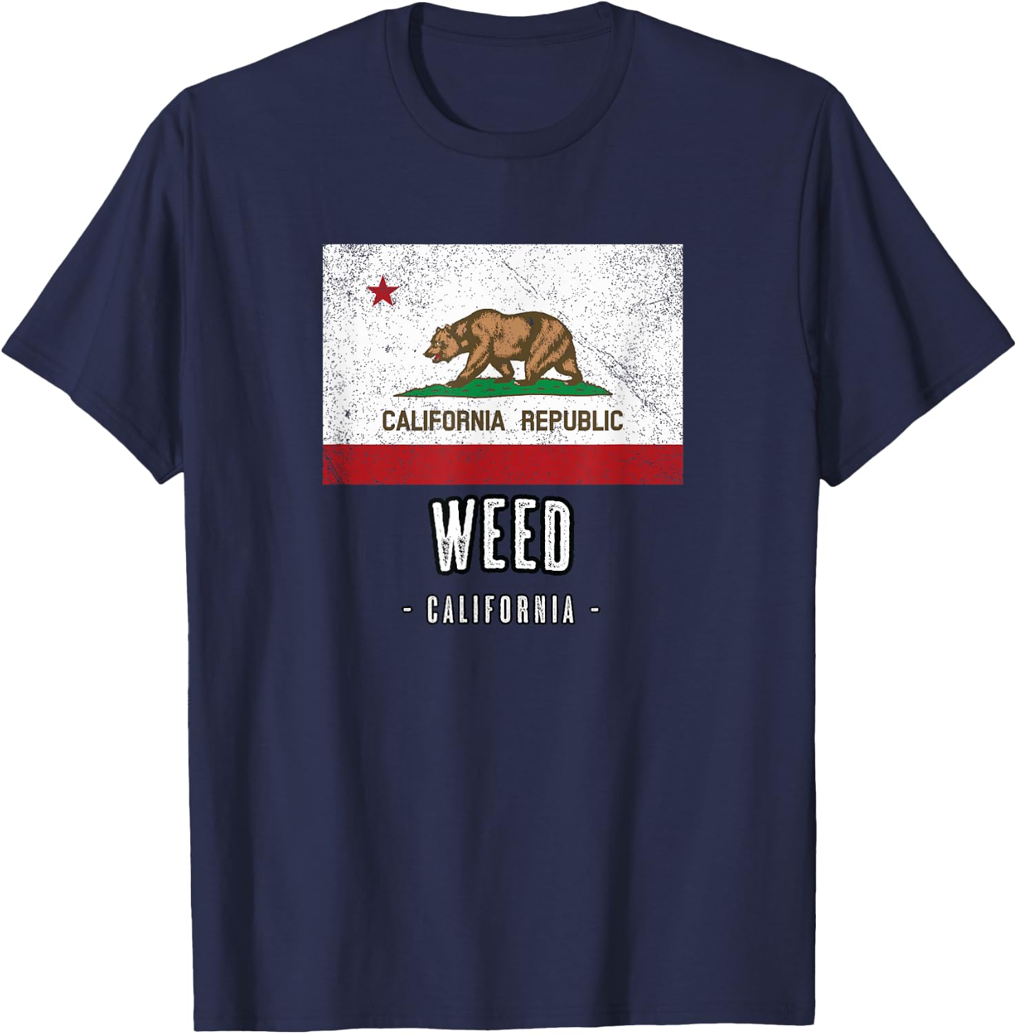 WEED California | City CA USA California Flag T-Shirt - T-Shirt | Navy