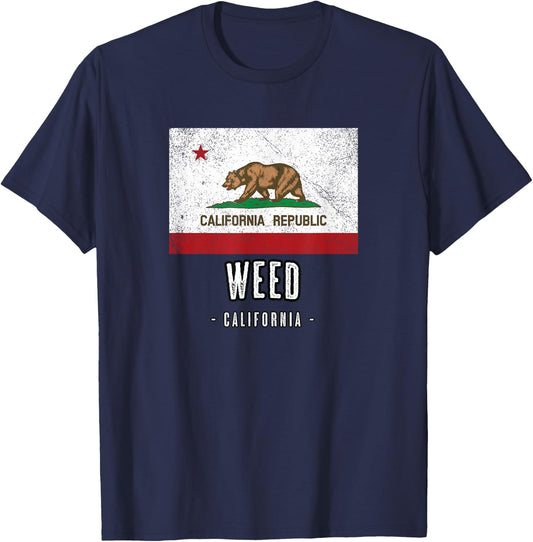 WEED California | City CA USA California Flag T-Shirt - T-Shirt | Navy