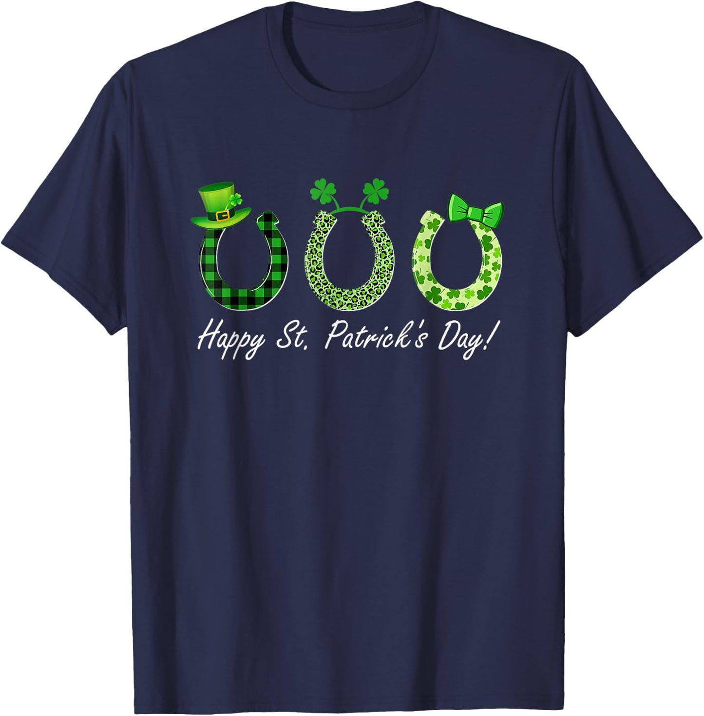 Leprechaun Horse Riding Animal Lover Farmer St Patrick's Day T-Shirt - T-Shirt | Navy