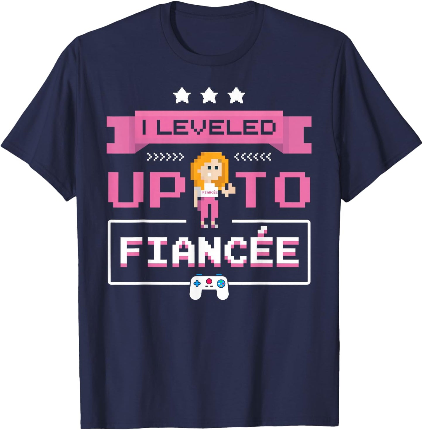 Engaged Couple Gaming Engagement Gamer Girlfriend Fiancee T-Shirt - T-Shirt | Navy