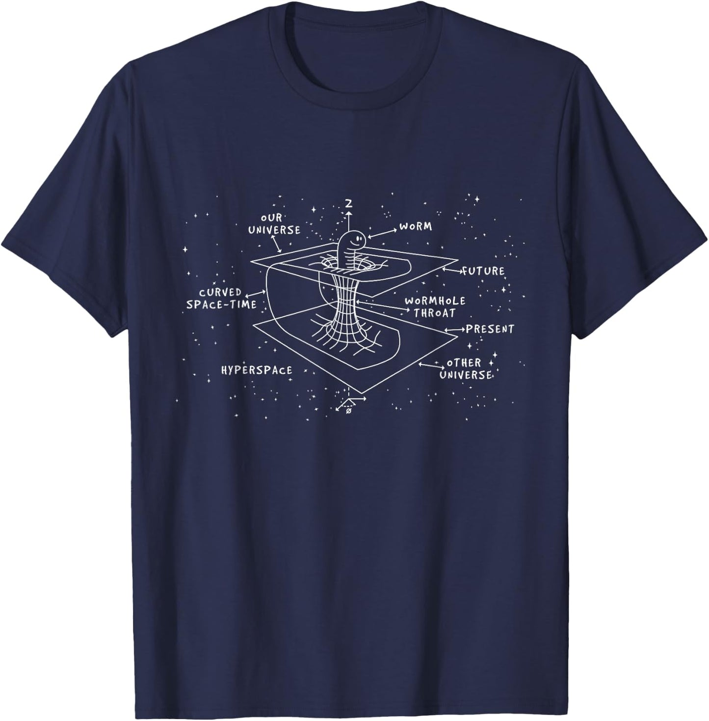 Astrophysics Gift - Time Curve Physics Worm Hole T-Shirt - T-Shirt | Navy