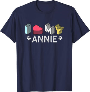 Annie Personalized Dog Name Annie Pet Lover T-Shirt - T-Shirt | Navy