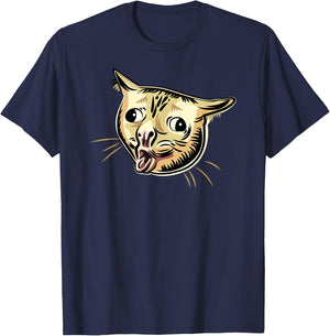 Coughing Cat Funny Cat Meme Graphic T-Shirt - T-Shirt | Navy