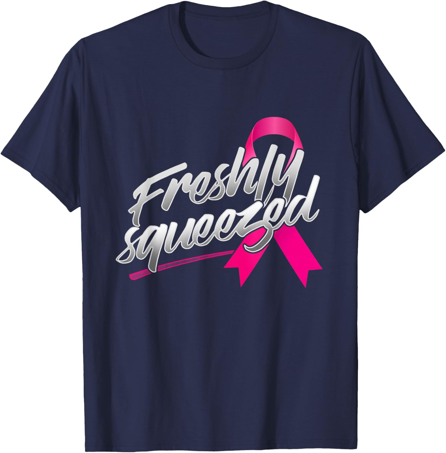 Breast Cancer Awareness Funny Gift Mammogram Pink Ribbon T-Shirt - T-Shirt | Navy