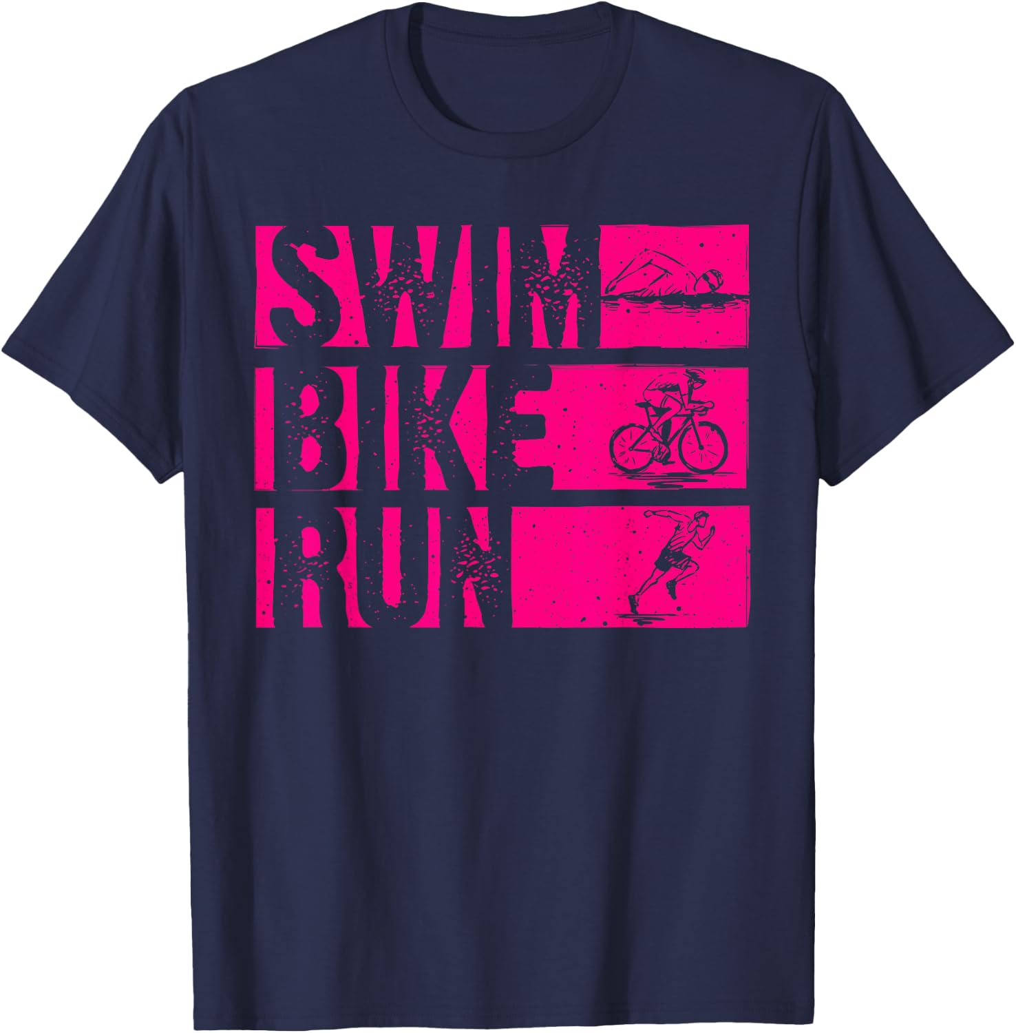 Funny Triathlon Swim Bike Run Design Men Women Triathletes T-Shirt - T-Shirt | Navy