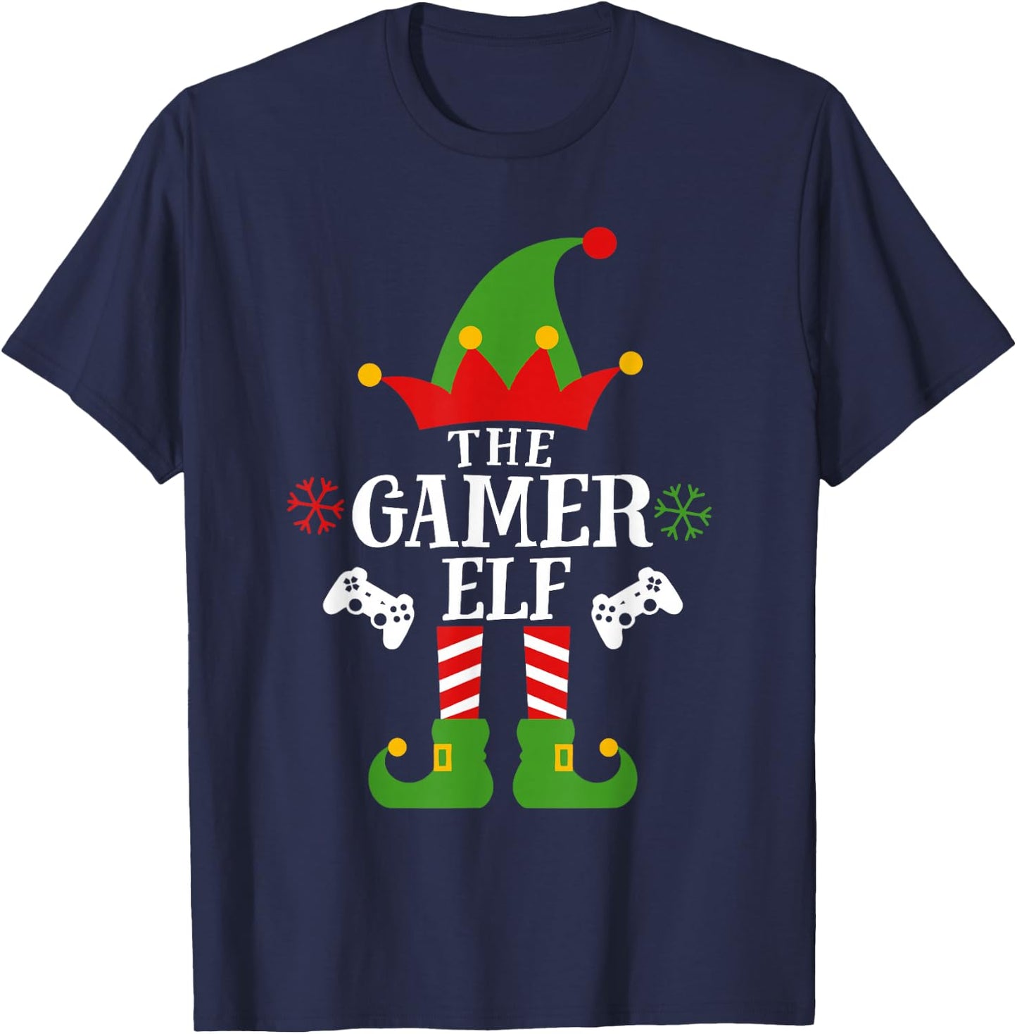 Gamer Elf Matching Video Game Christmas Pajama For Boys Kids T-Shirt - T-Shirt | Navy
