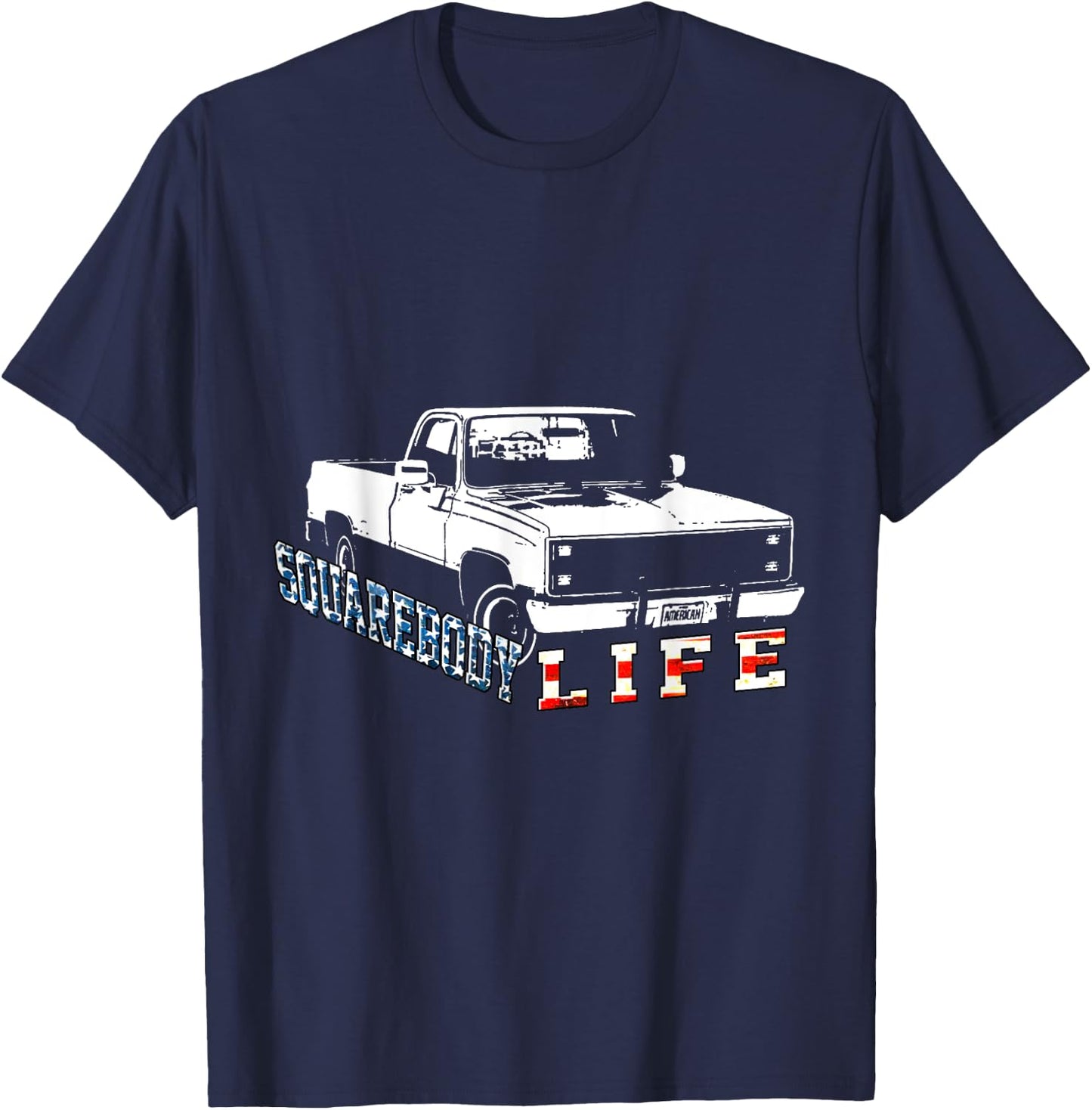 Squarebody American Flag Square Body Truck Girls Kids Men T-Shirt - T-Shirt | Navy