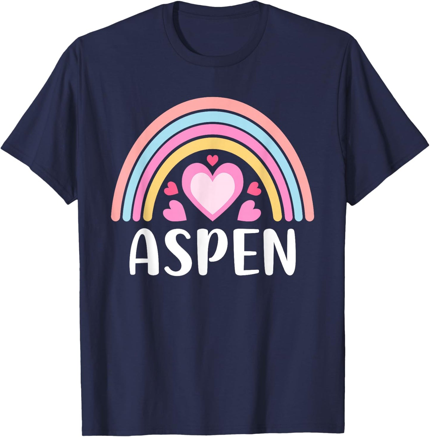 Aspen Colorado and Girls Cute Rainbow Aspen T-Shirt - T-Shirt | Navy