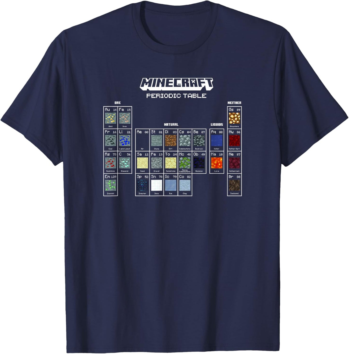 Minecraft Periodic Table Of Blocks T-Shirt - T-Shirt | Navy