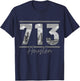 Houston 713 Area Code Skyline Texas Pride Vintage T-Shirt - T-Shirt | Navy